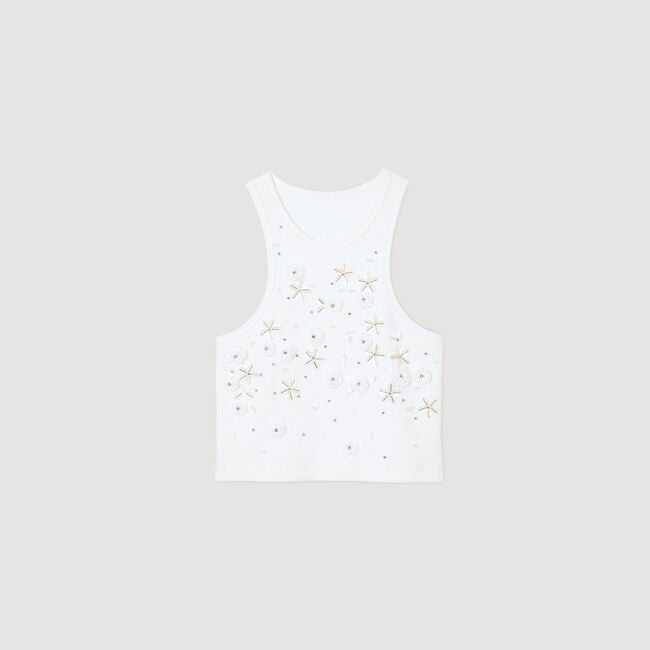 Tanktop mit Perlen und Strass