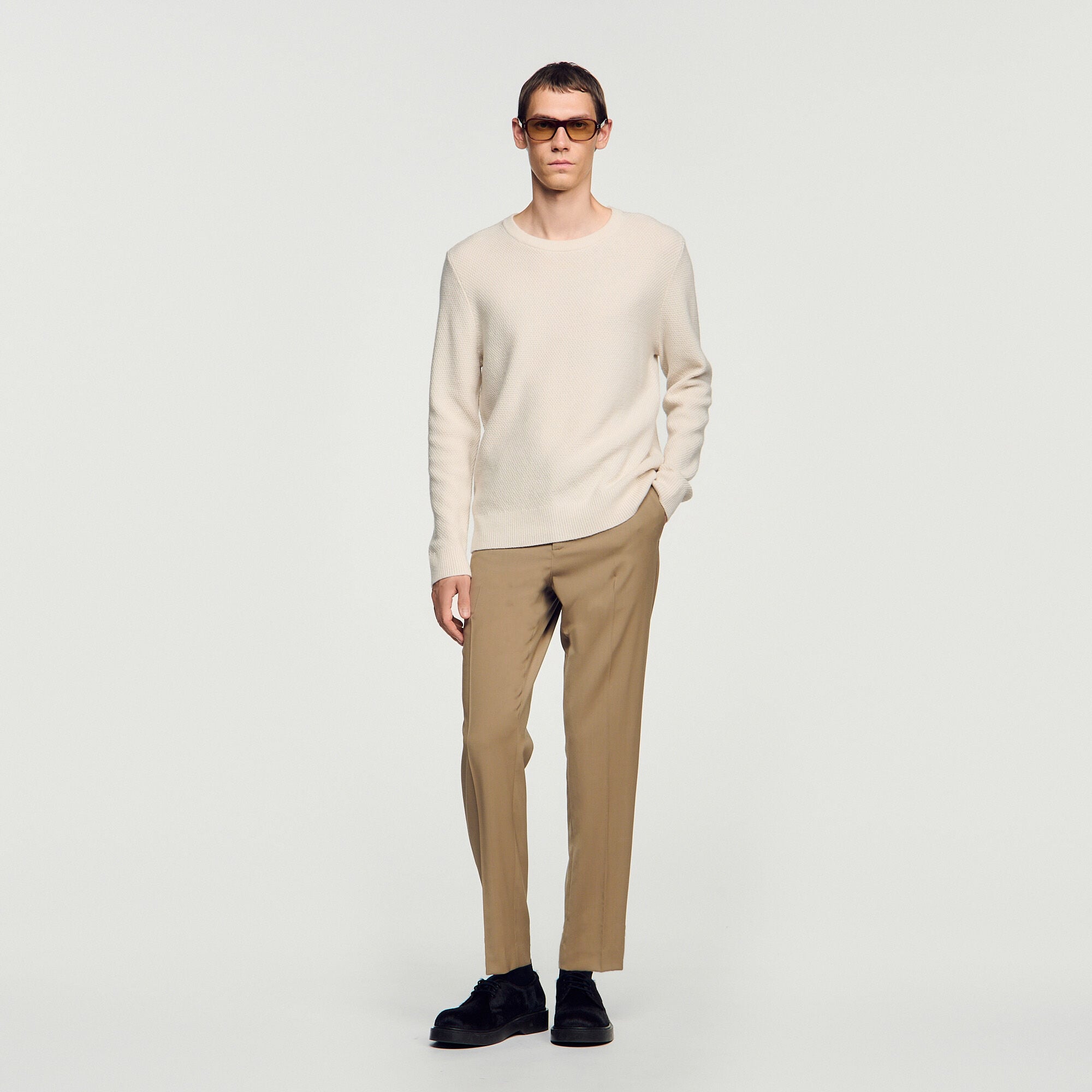 Rundhals-Pullover im Reiskornstrick - Herren | Sandro