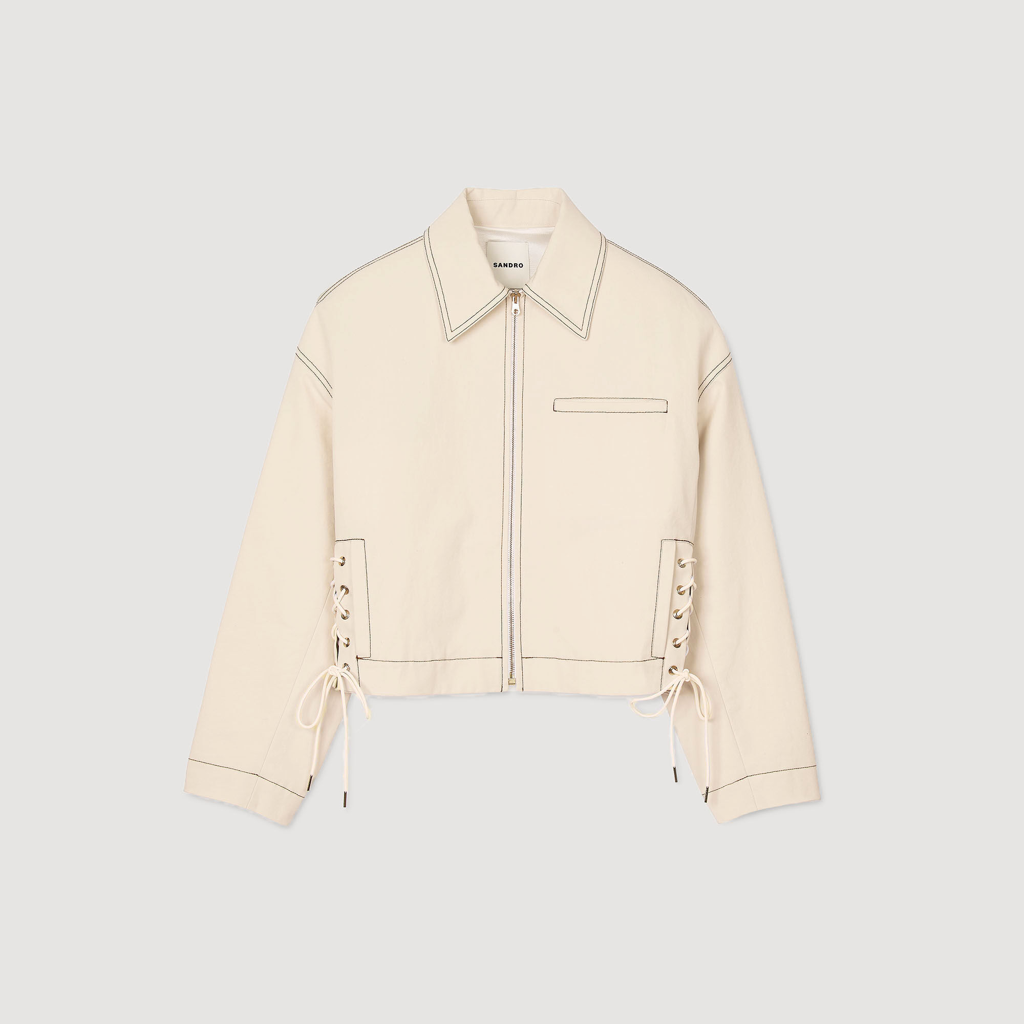 Blouson aus Denim mit Schnürsenkeln