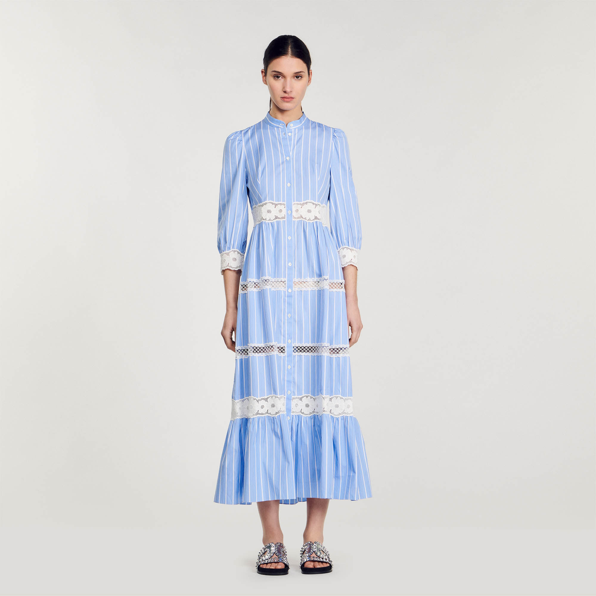 Gestreiftes baumwollkleid clearance