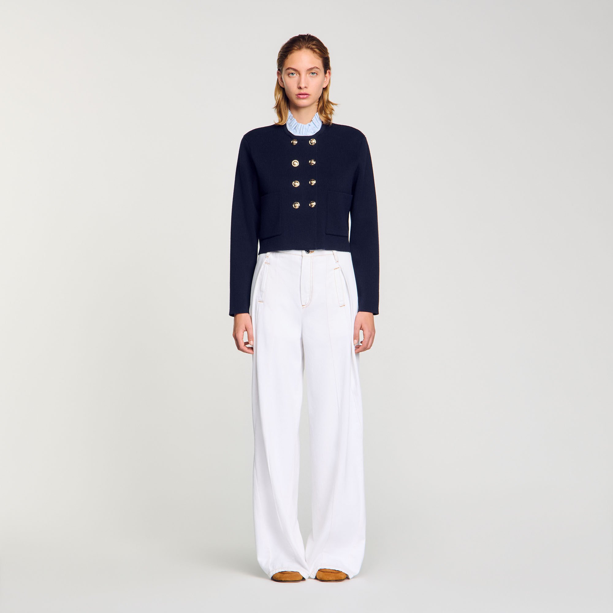 Cardigan mit abnehmbarem Volantkragen