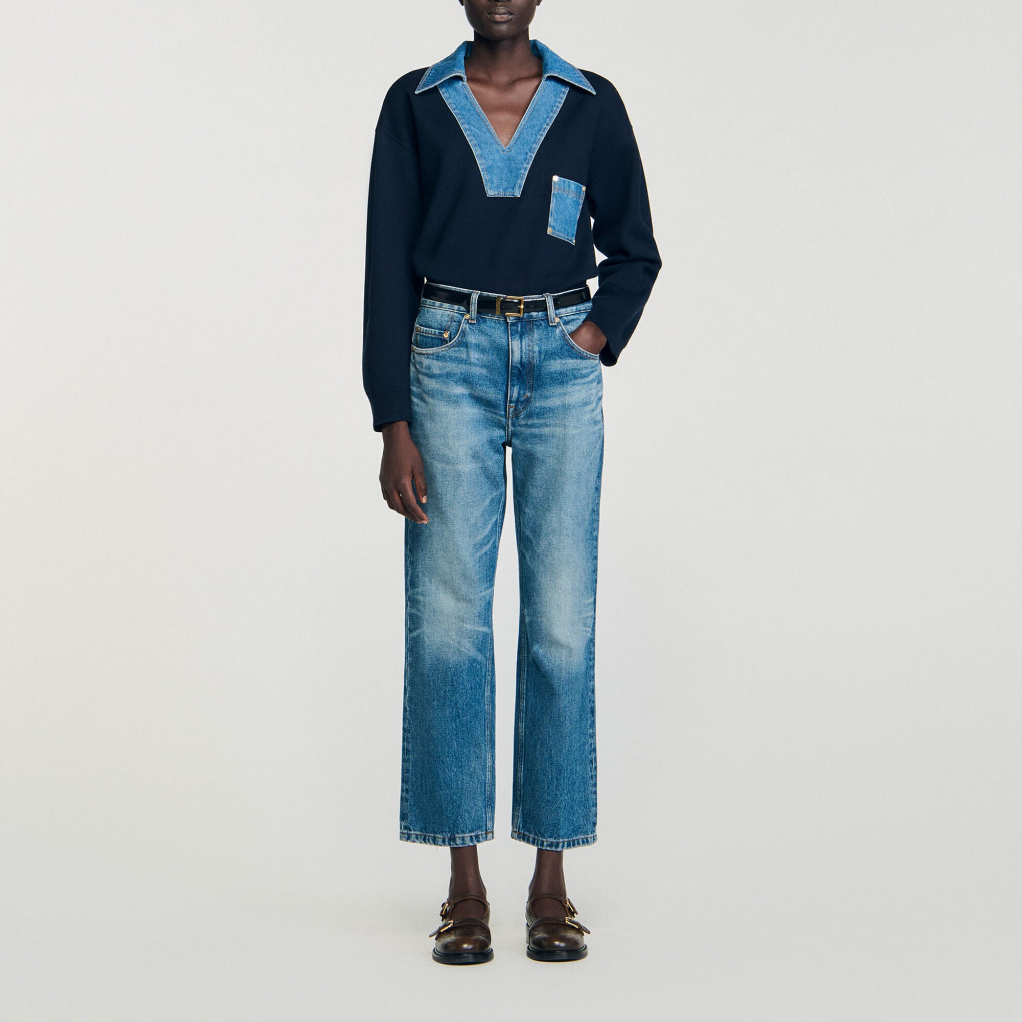 Pullover mit Denim-Details - Damen | Sandro