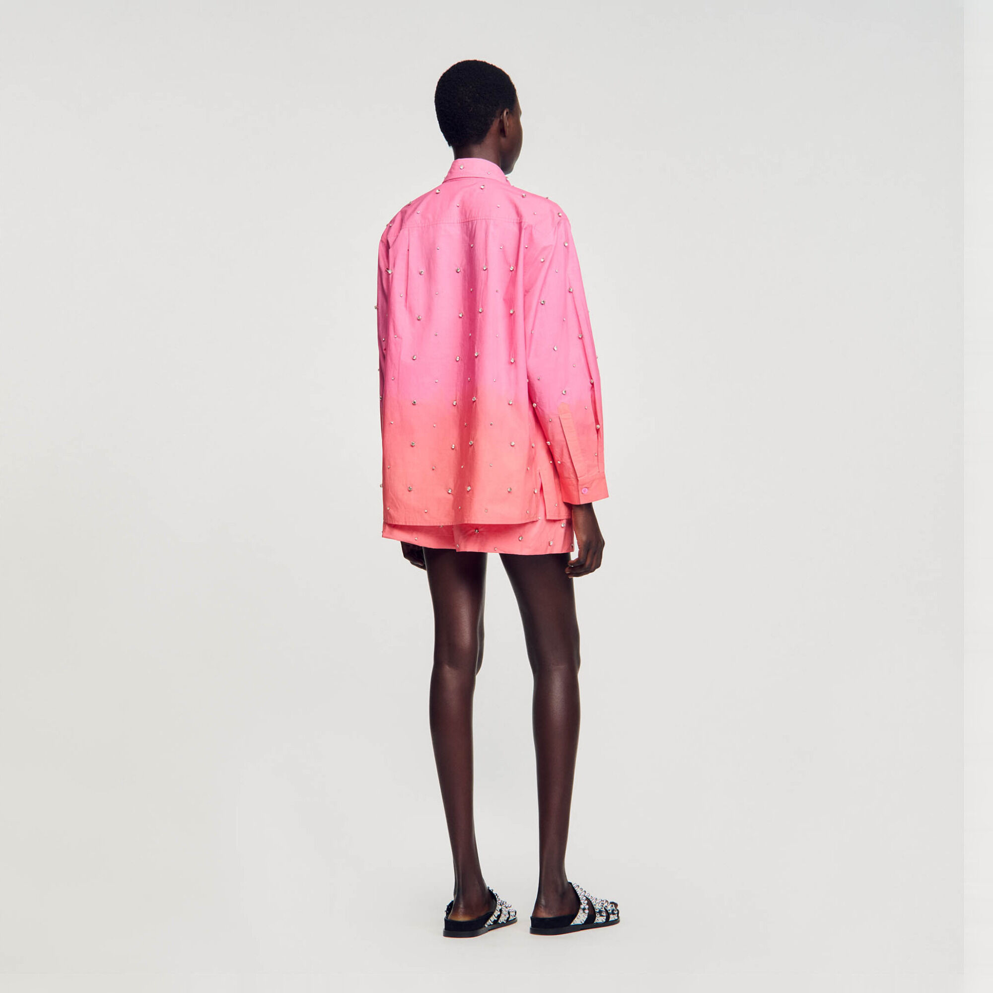 Dip-Dye-Hemdbluse mit Strassbesatz