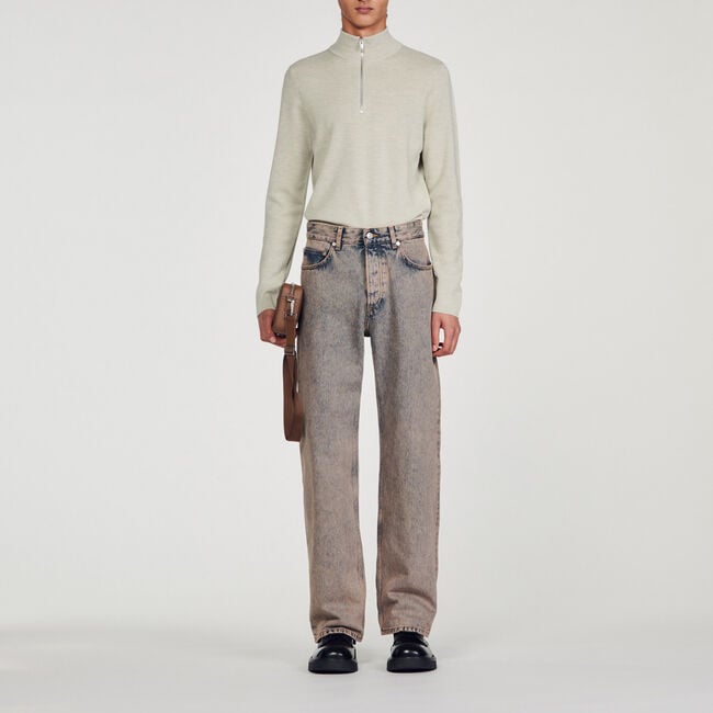 Wollpullover mit Reißverschlusskragen