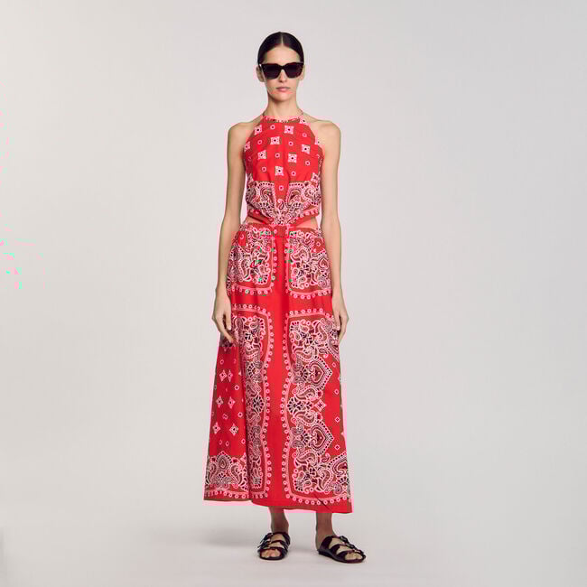 Langes Kleid mit Bandana-Muster