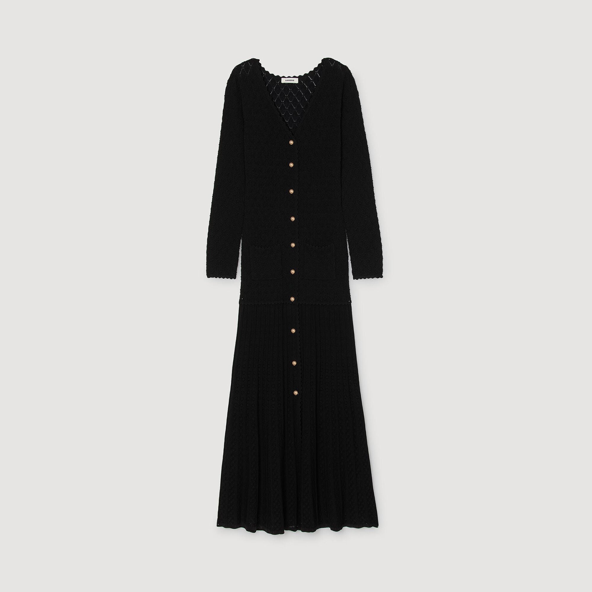 Langes Strickkleid mit Ziermuster - Damen | Sandro