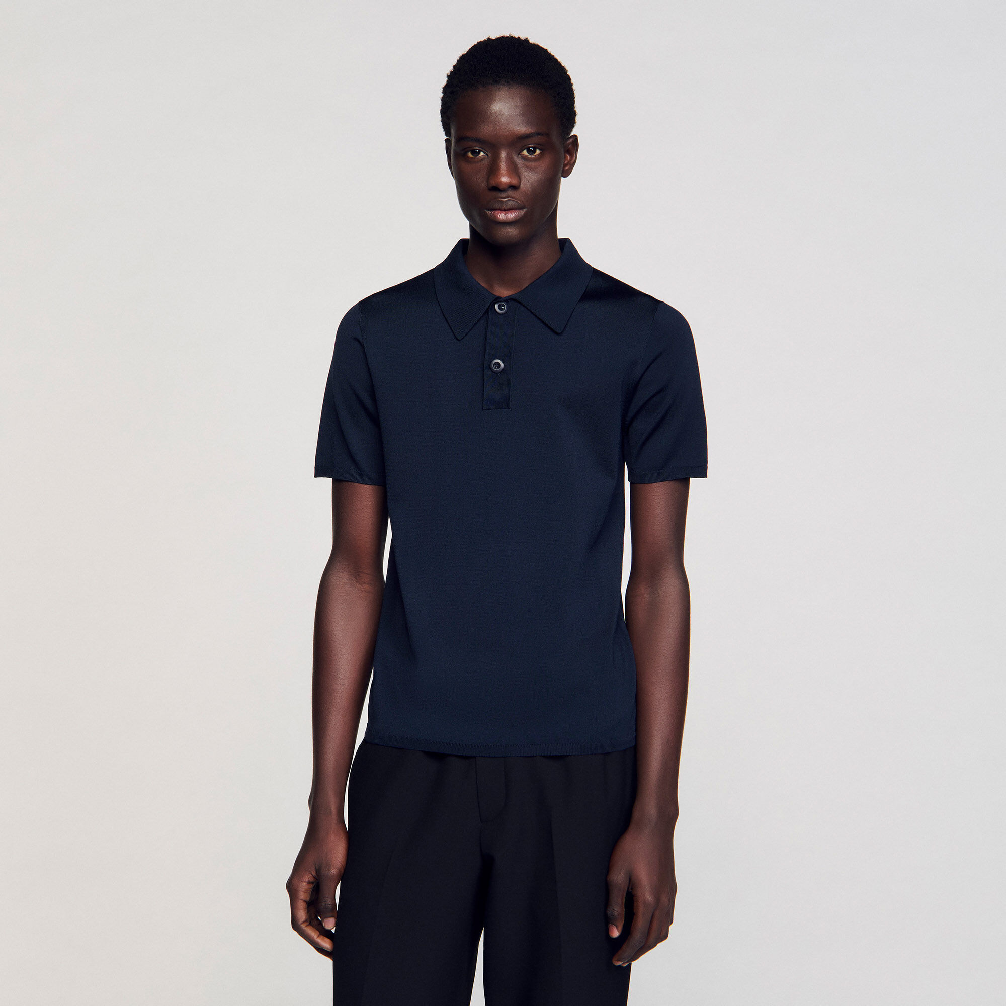 Strick-Poloshirt mit kurzen Ärmeln