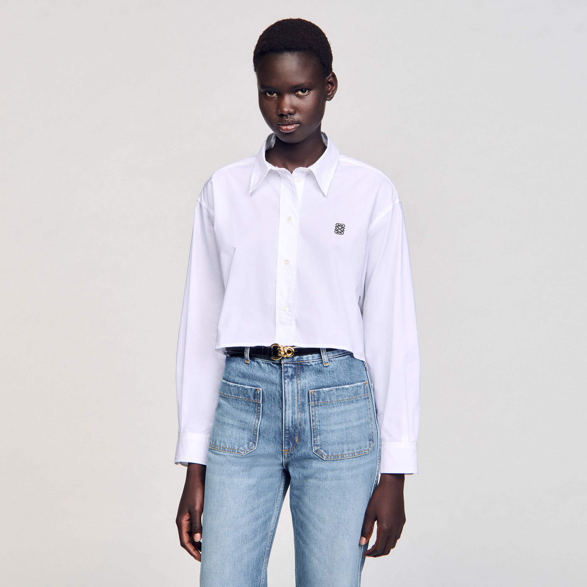 Kurze Bluse aus Popeline
