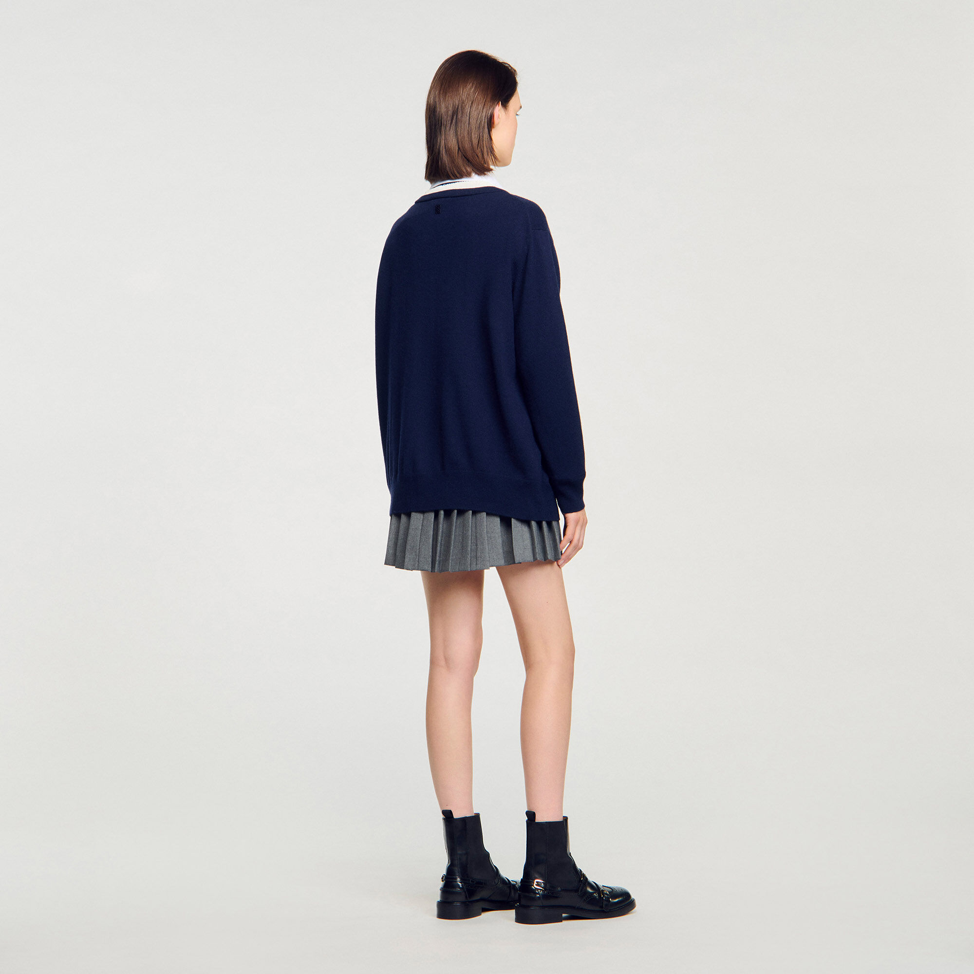 Langer zweifarbiger Cardigan
