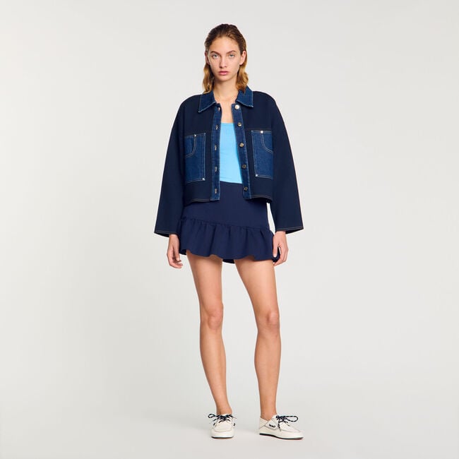 Cardigan mit Denim-Details