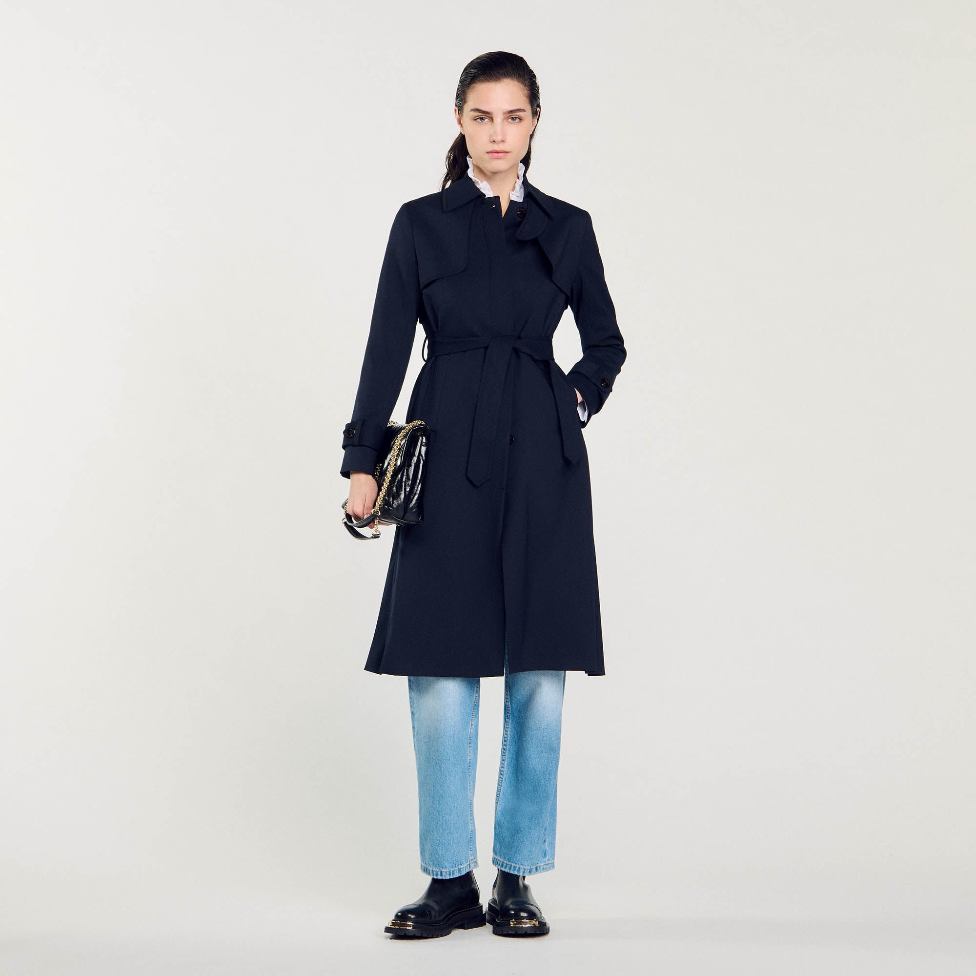 Sandro trench coat womens top