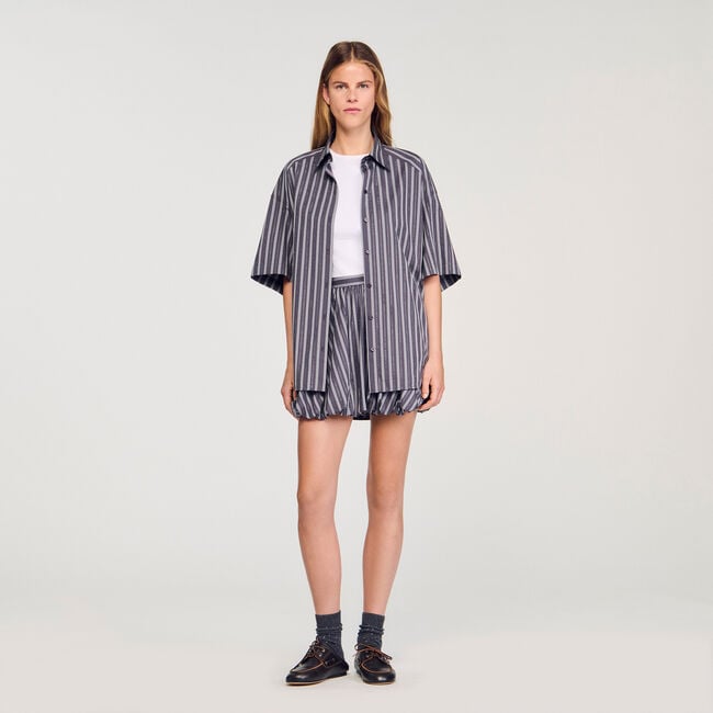 Gestreiftes Oversize-Hemd Strass