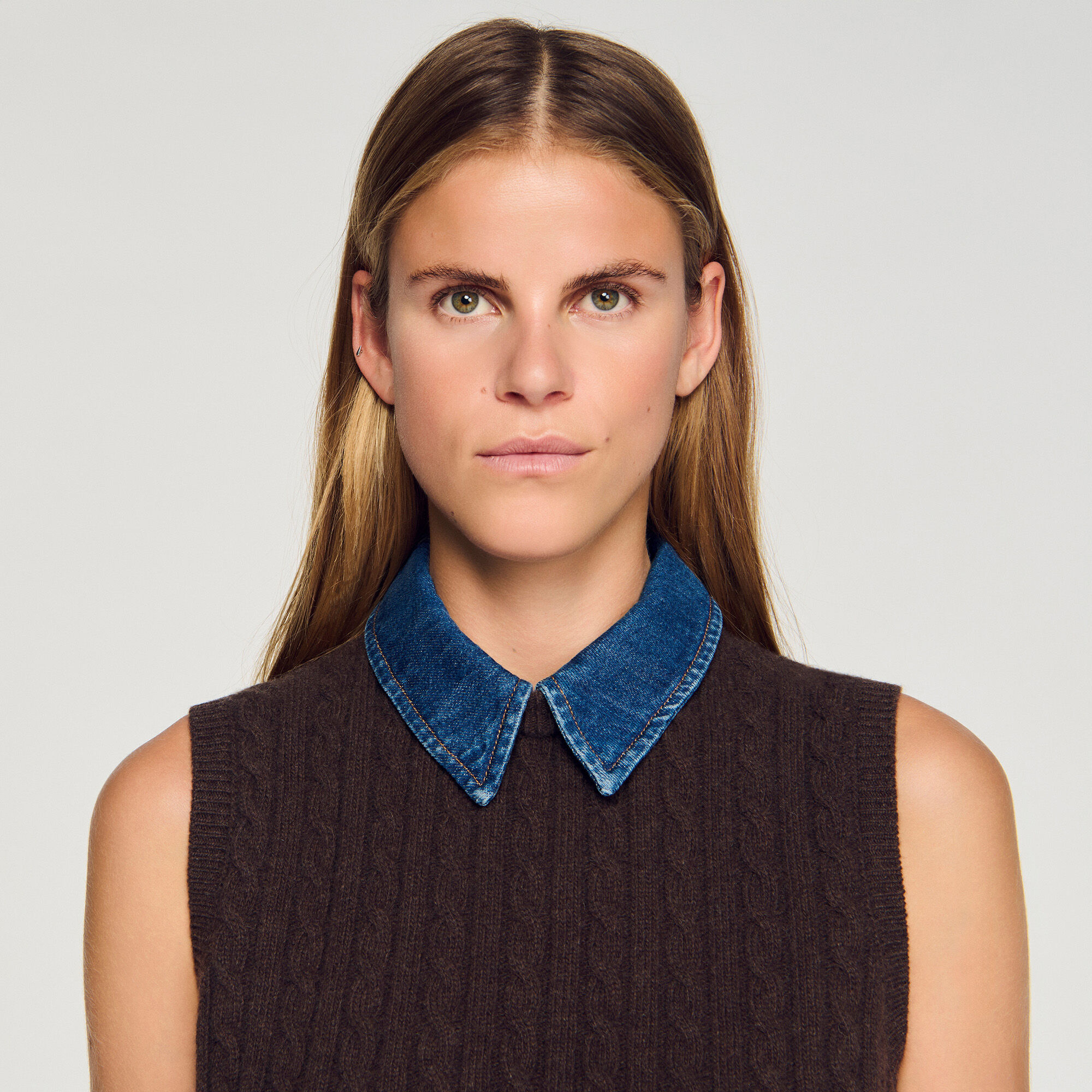 Strickpullover mit Denim
