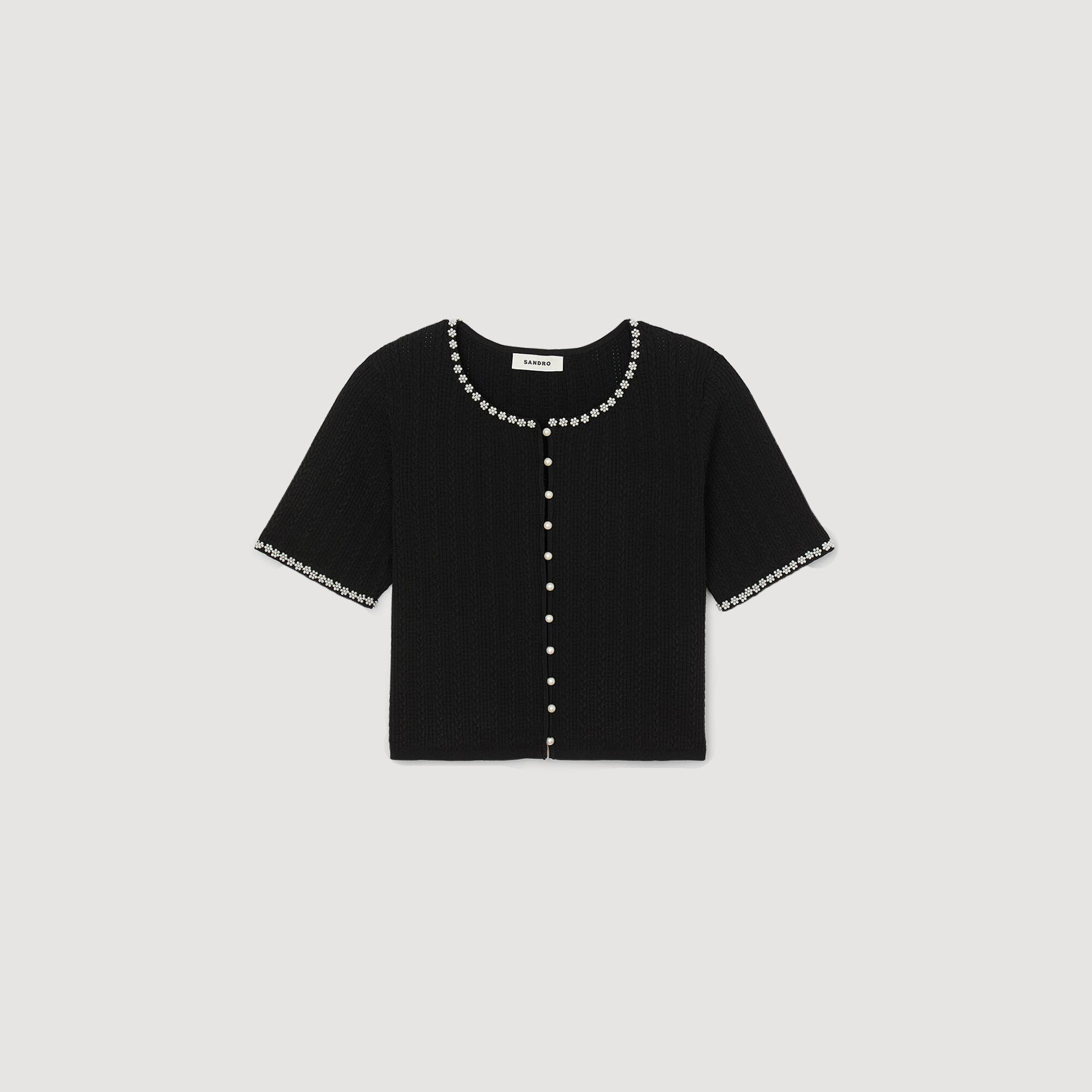 Kurzer Cardigan mit Perlen
