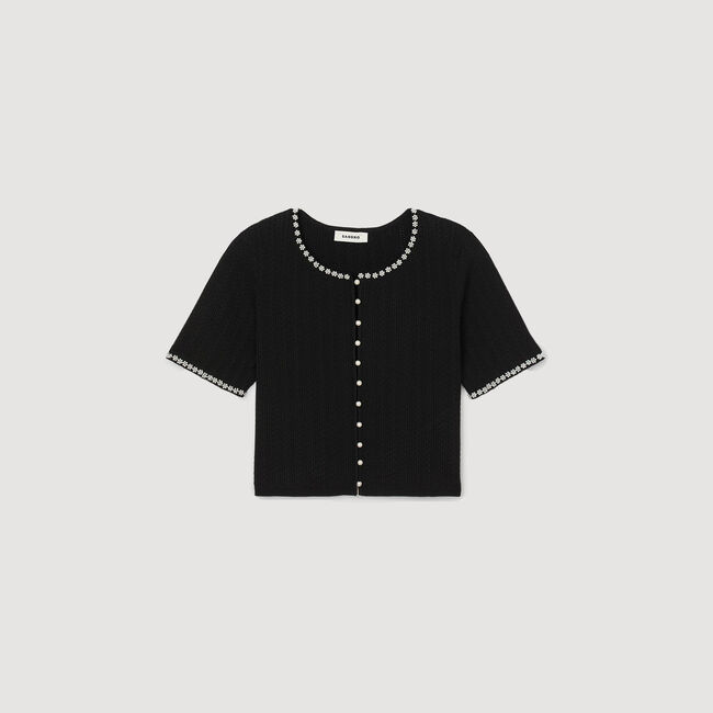 Kurzer Cardigan mit Perlen