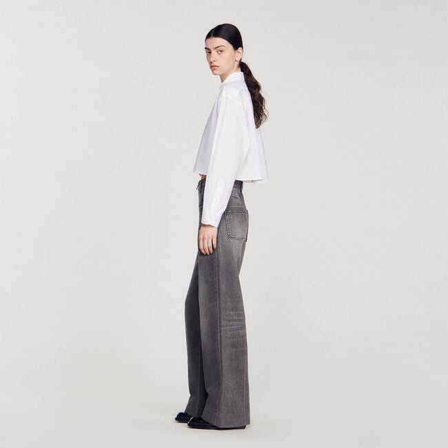 Kurze Bluse aus Popeline