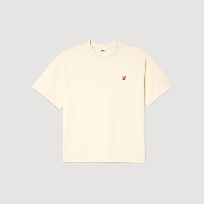 T-Shirt mit Leder-Logo
