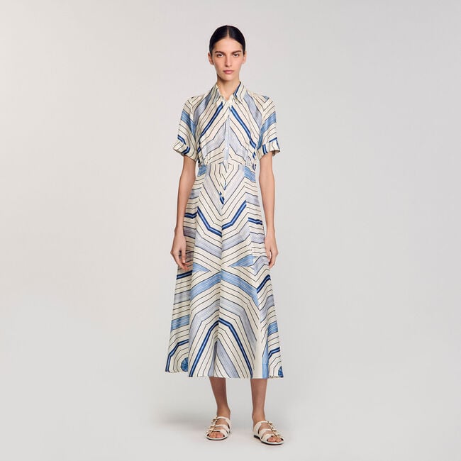 Midikleid aus Seide mit Spiralen
