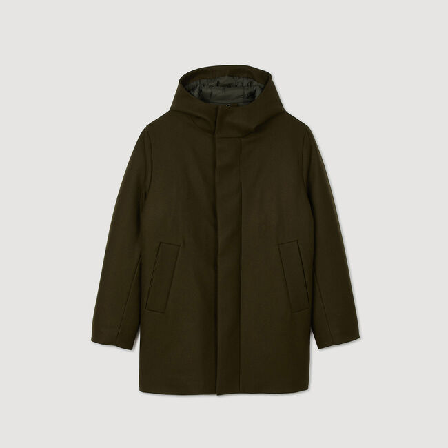 Parka aus Wolle mit Kapuze