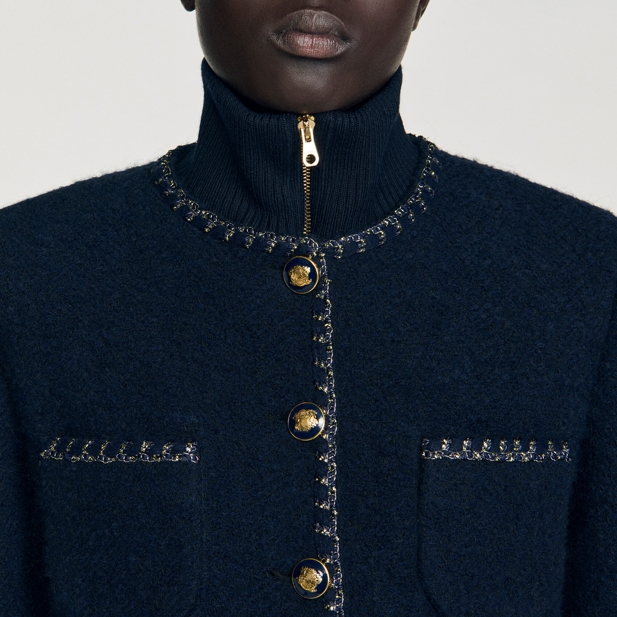 Tweed-Jacke mit Zierborten