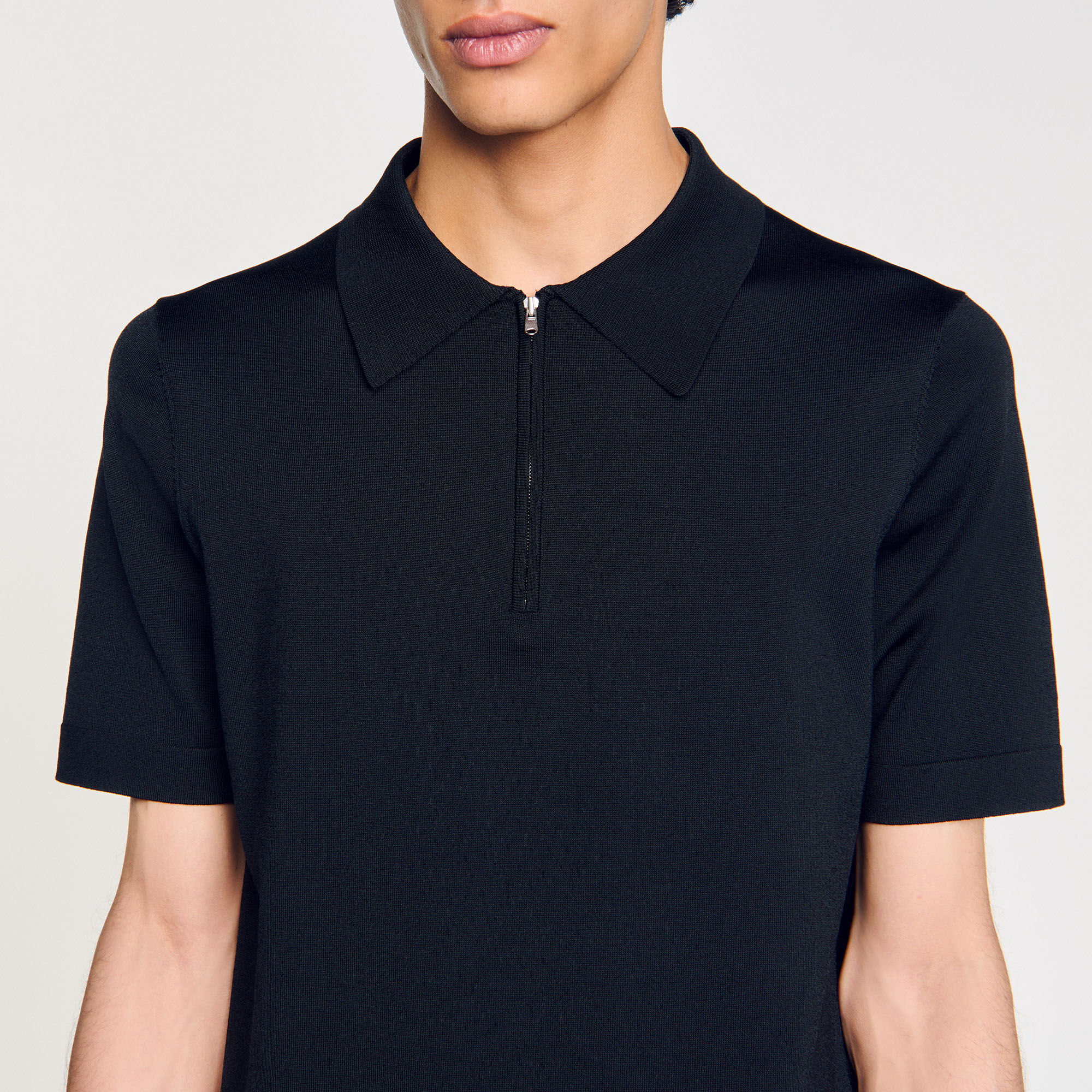 Poloshirt aus Strick mit Reißverschluss