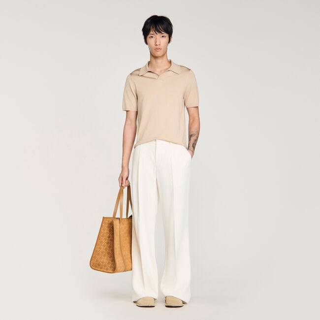 Kurzarm-Poloshirt mit V-Ausschnitt