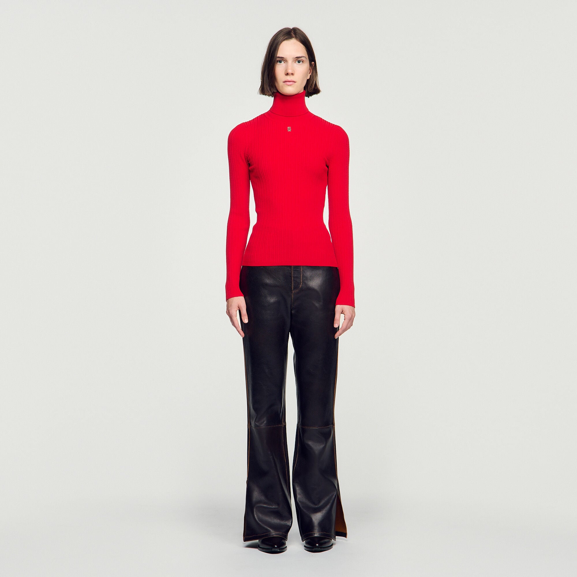 Rollkragenpullover mit Zopfmuster - Damen | Sandro