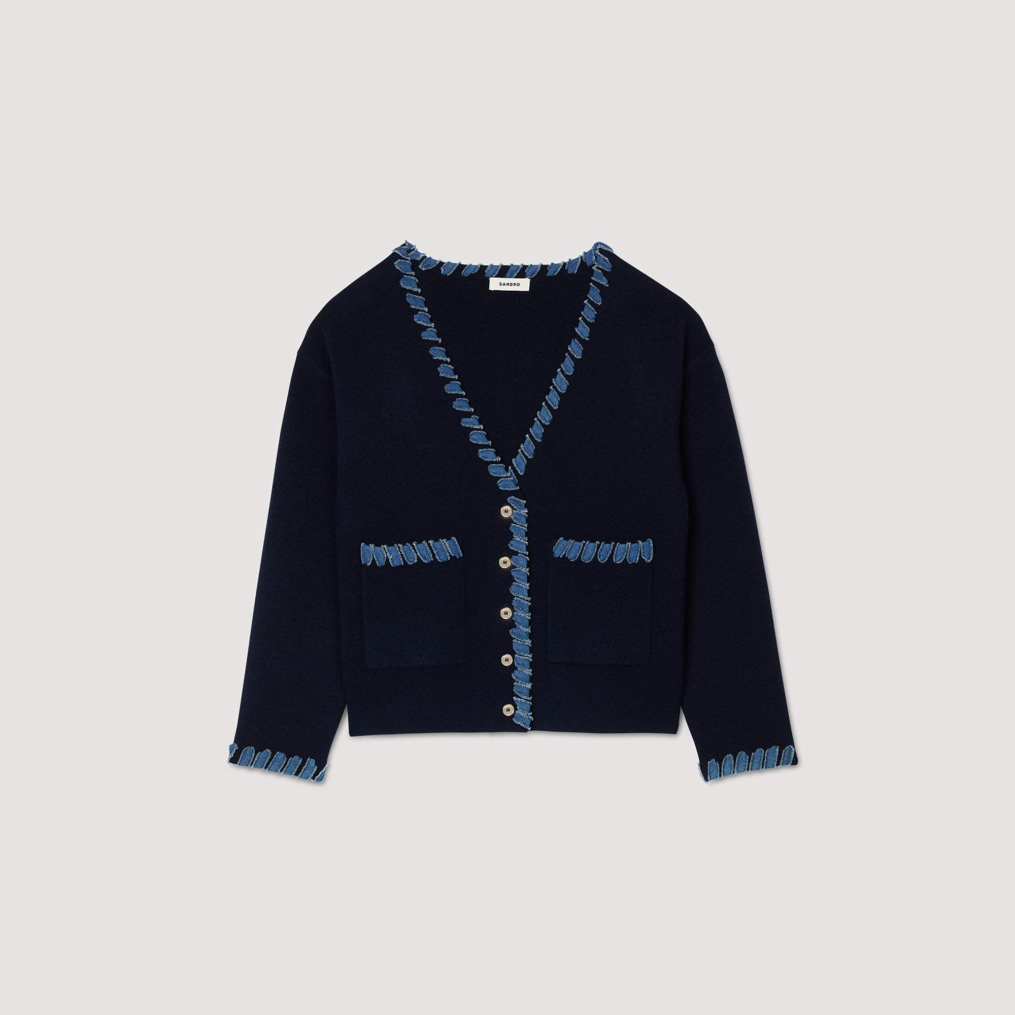 Cardigan mit Denim-Details