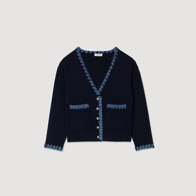 Cardigan mit Denim-Details