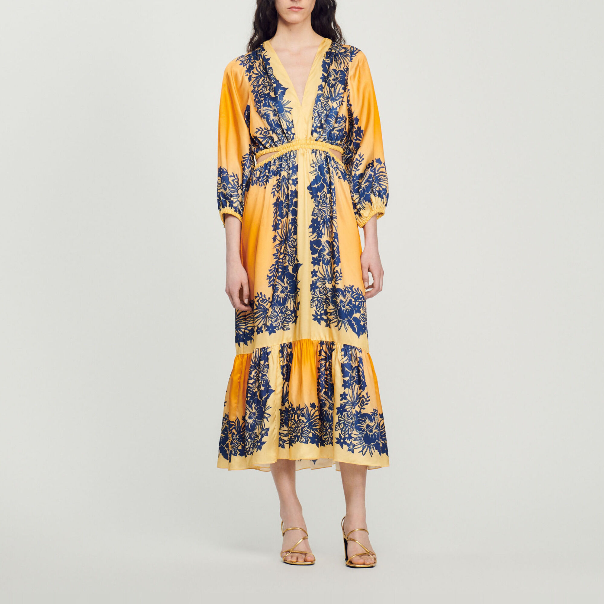 Langes Kleid mit Hawaii-Print