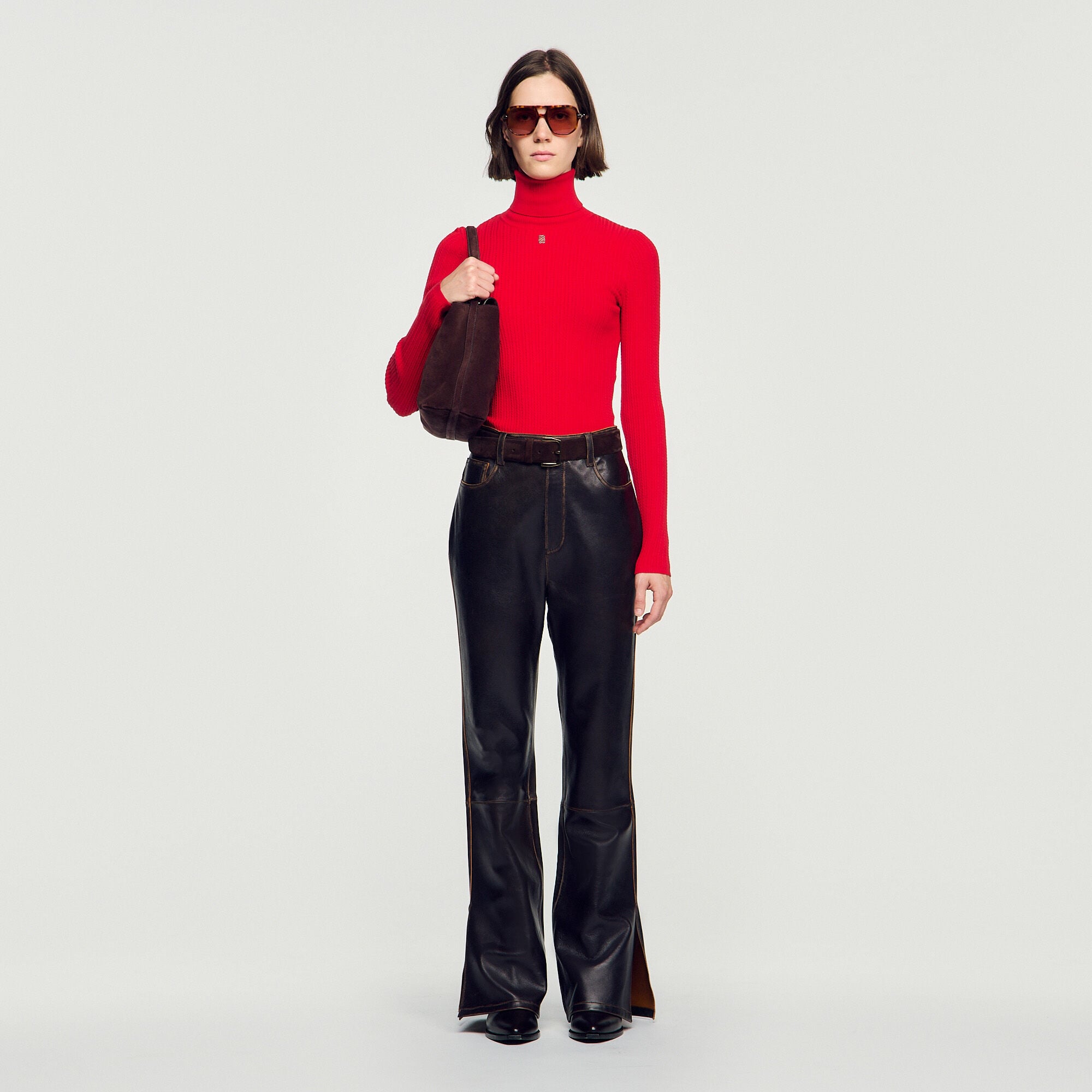 Rollkragenpullover mit Zopfmuster - Damen | Sandro