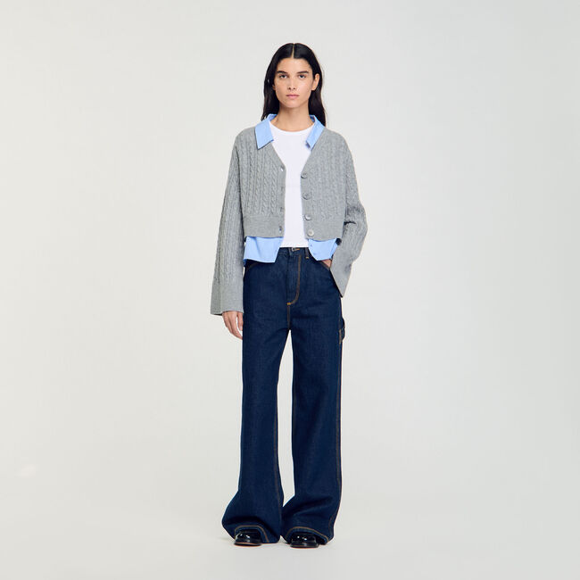 Cardigan mit abnehmbarem Hemdkragen