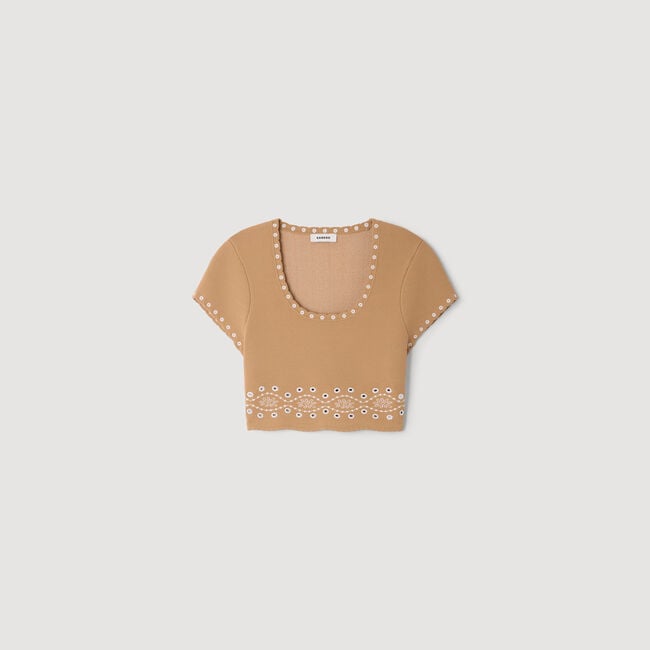 Pullover mit Kontraststickerei