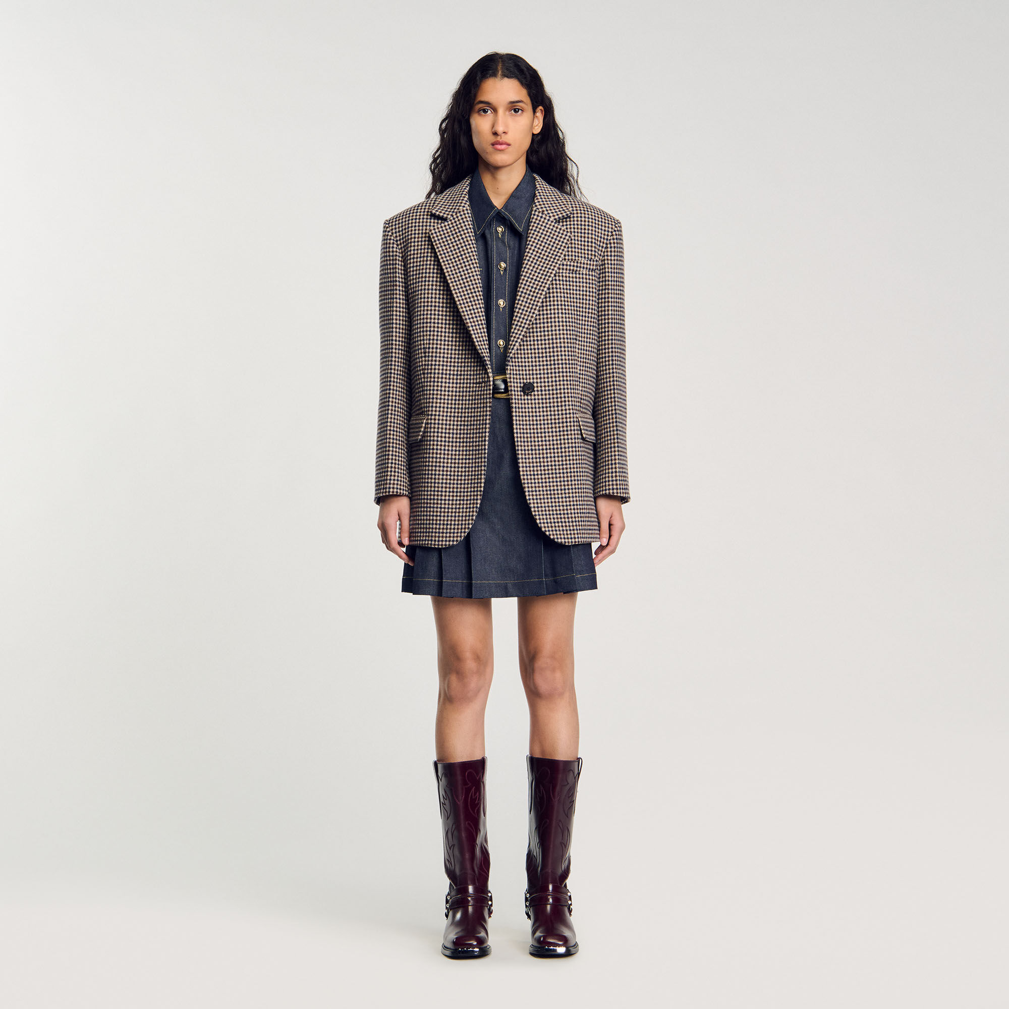 Sandro plaid blazer clearance
