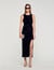 Langes Kleid mit Strass und Schlitz