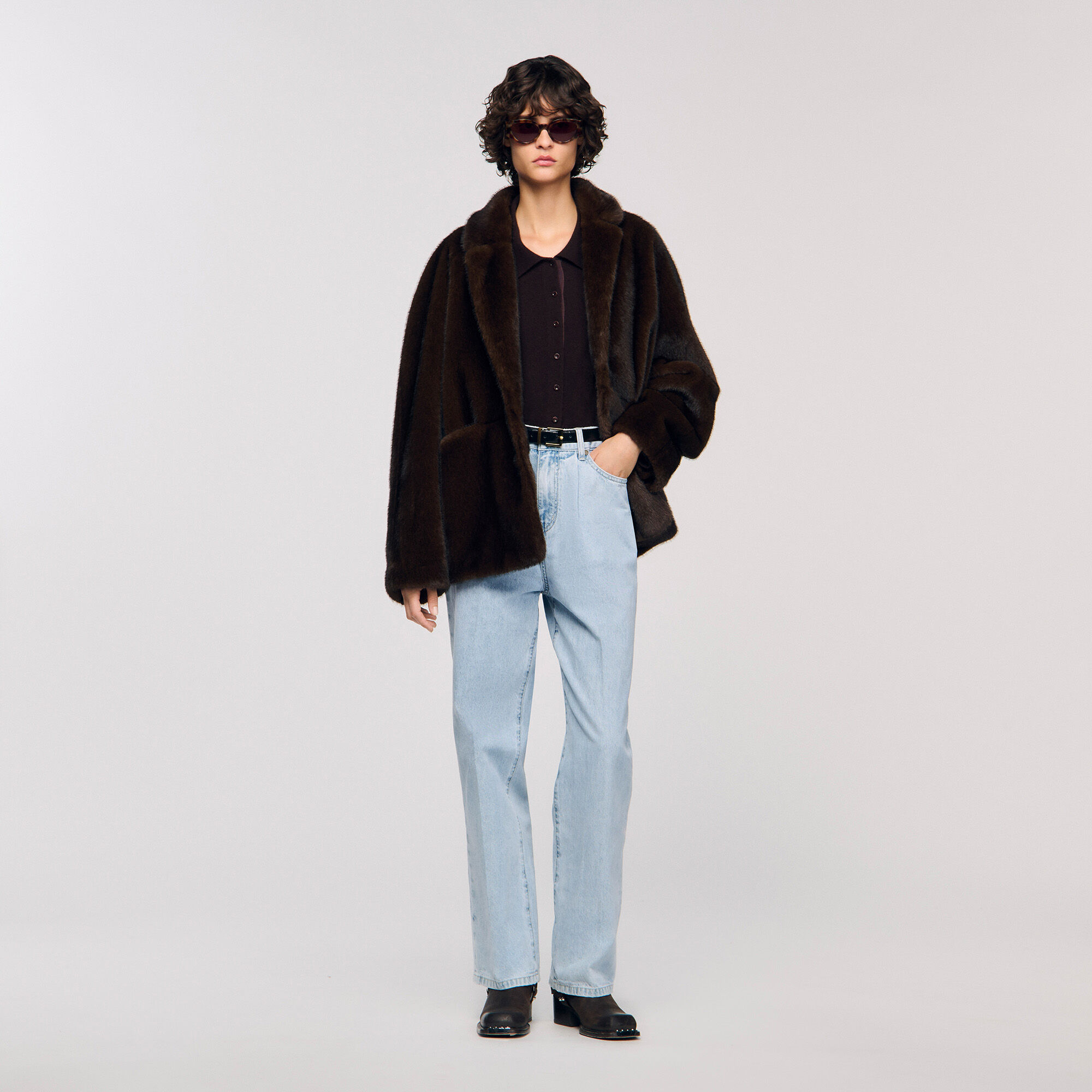 Manteljacke aus Kunstfell