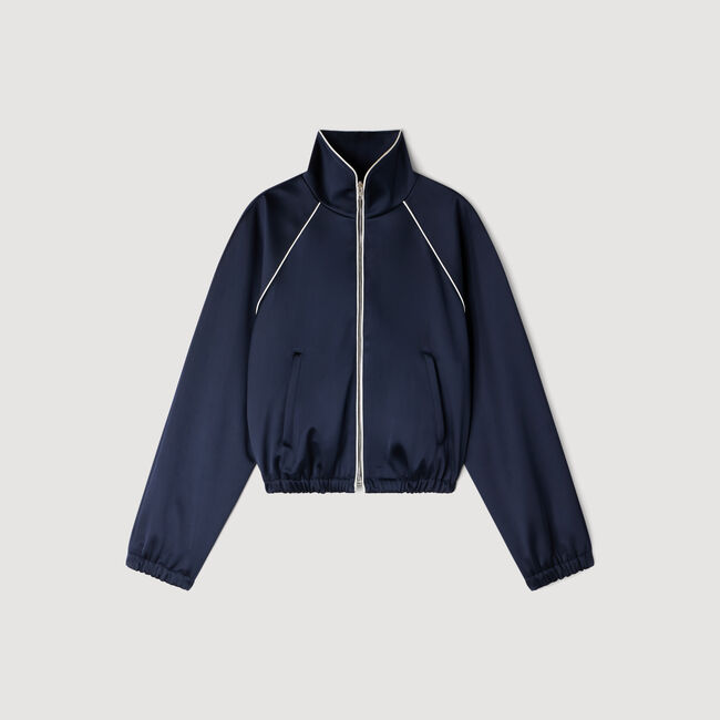 Kurzer Satinblouson mit Logostick