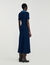 Langes Strickkleid mit Denimkragen