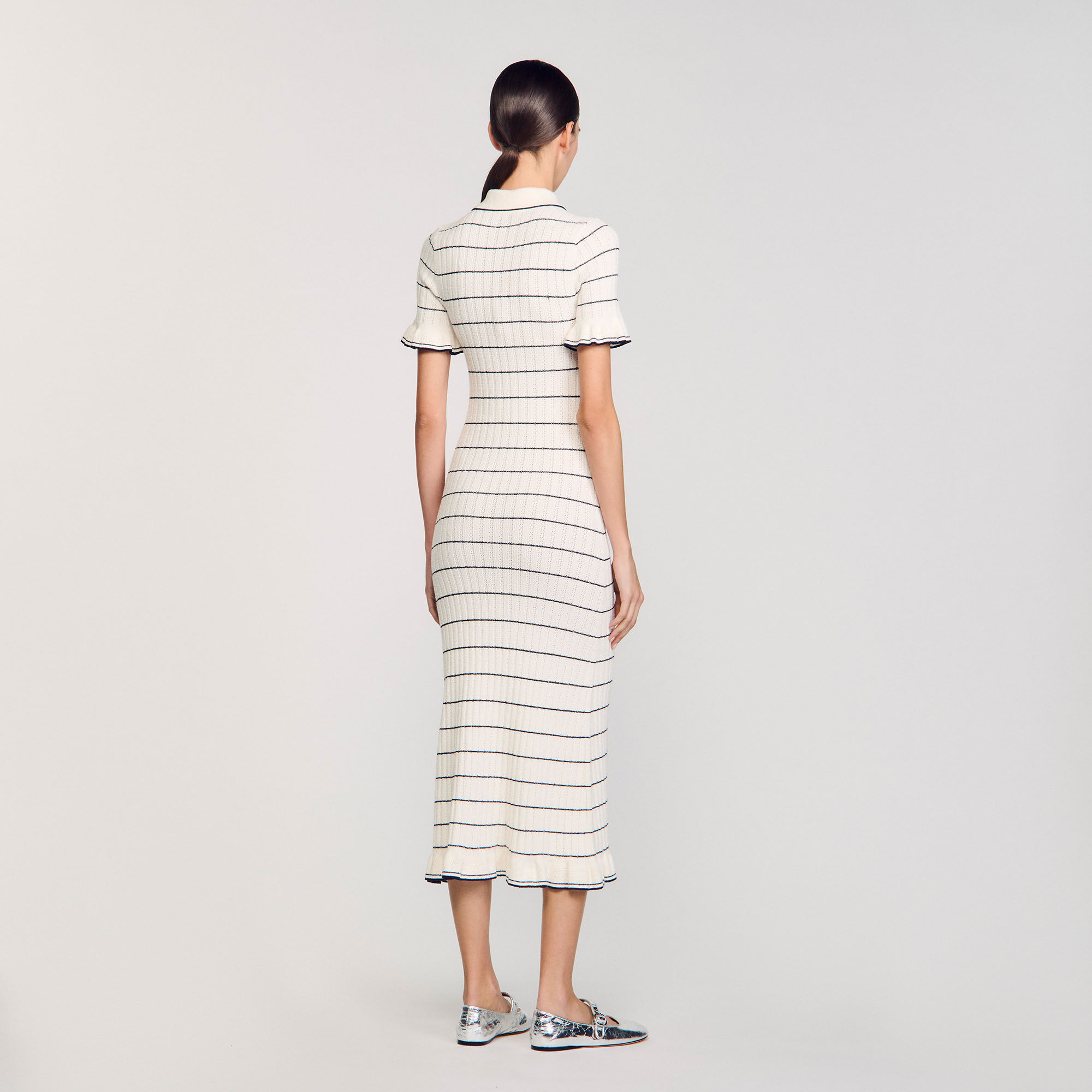 Langes Strickkleid mit Polokragen