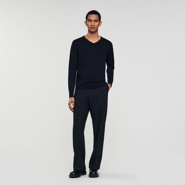 V-Ausschnittpullover aus Wolle