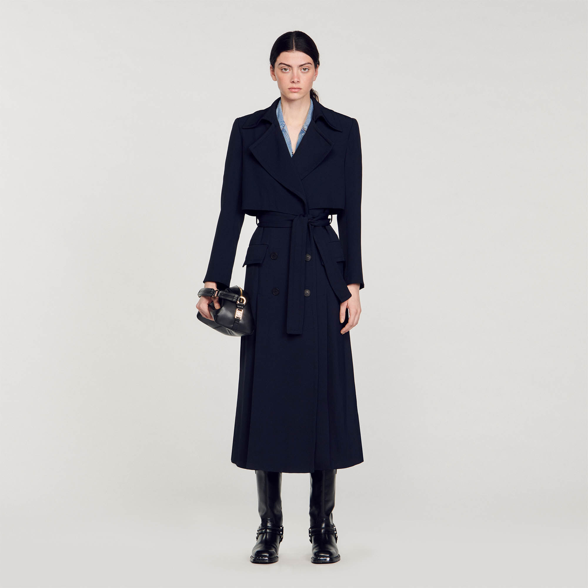 Langer Trenchcoat Blue | Sandro Paris