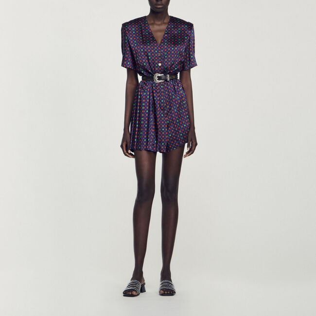 Jumpsuit aus Satin mit Print