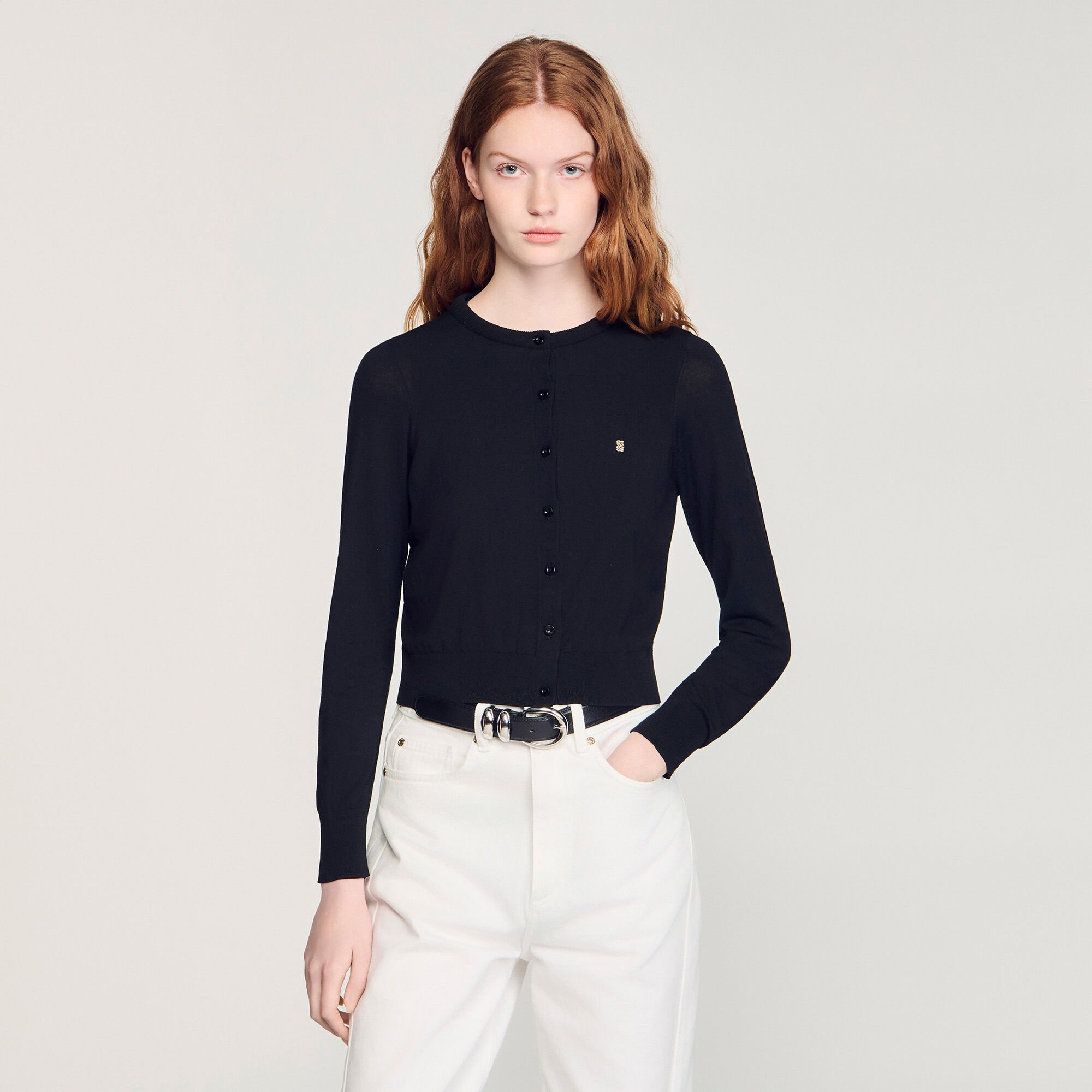 Kurzer Rundhals-Steppcardigan