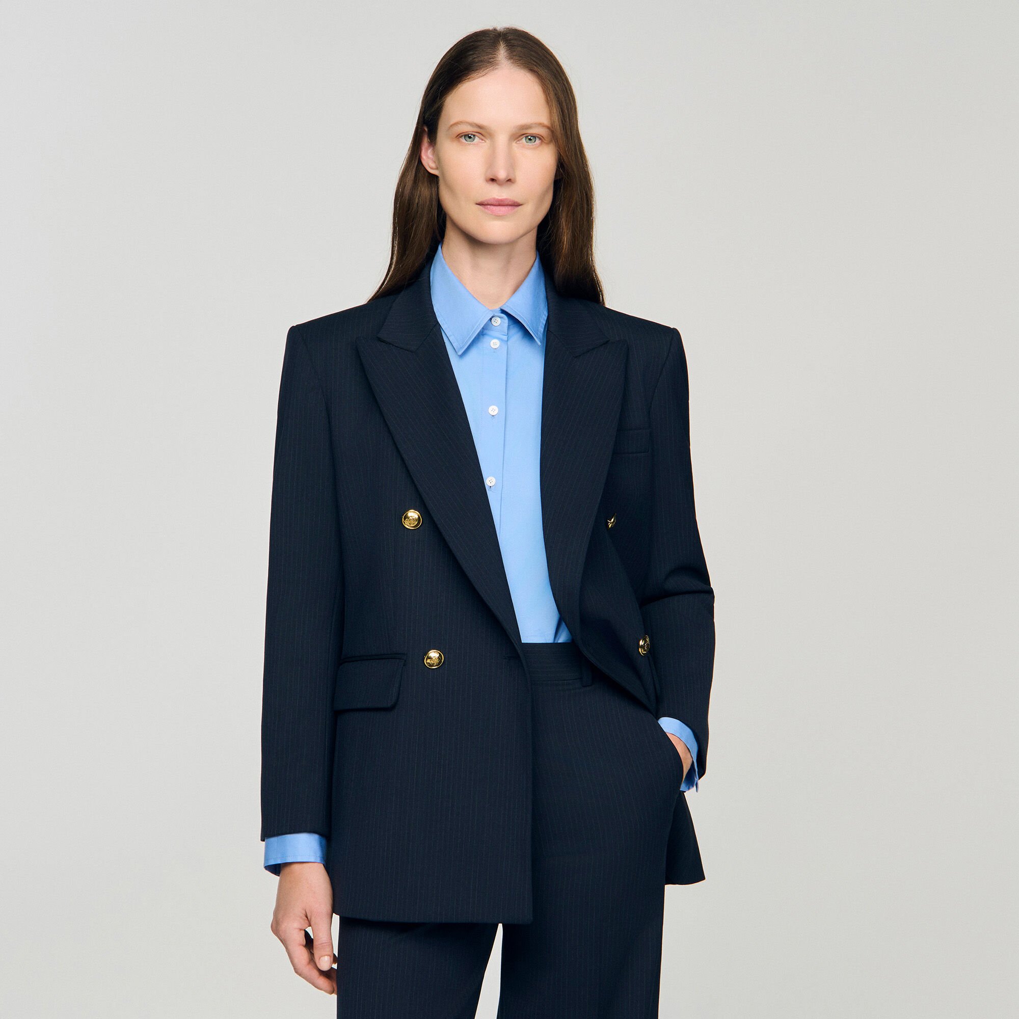 Blazer mit feinen Streifen