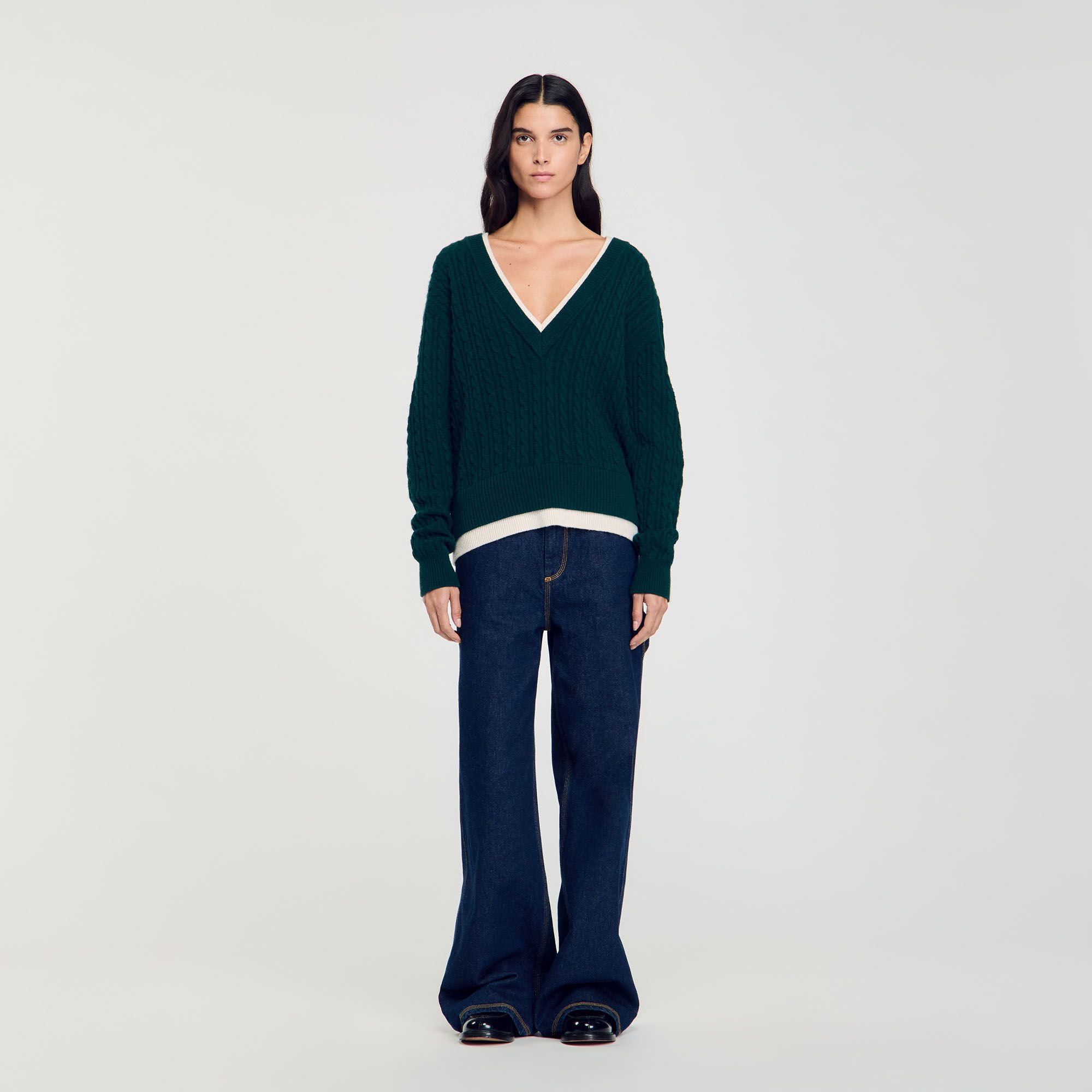 Trompe-l'Œil-Pullover aus Strick
