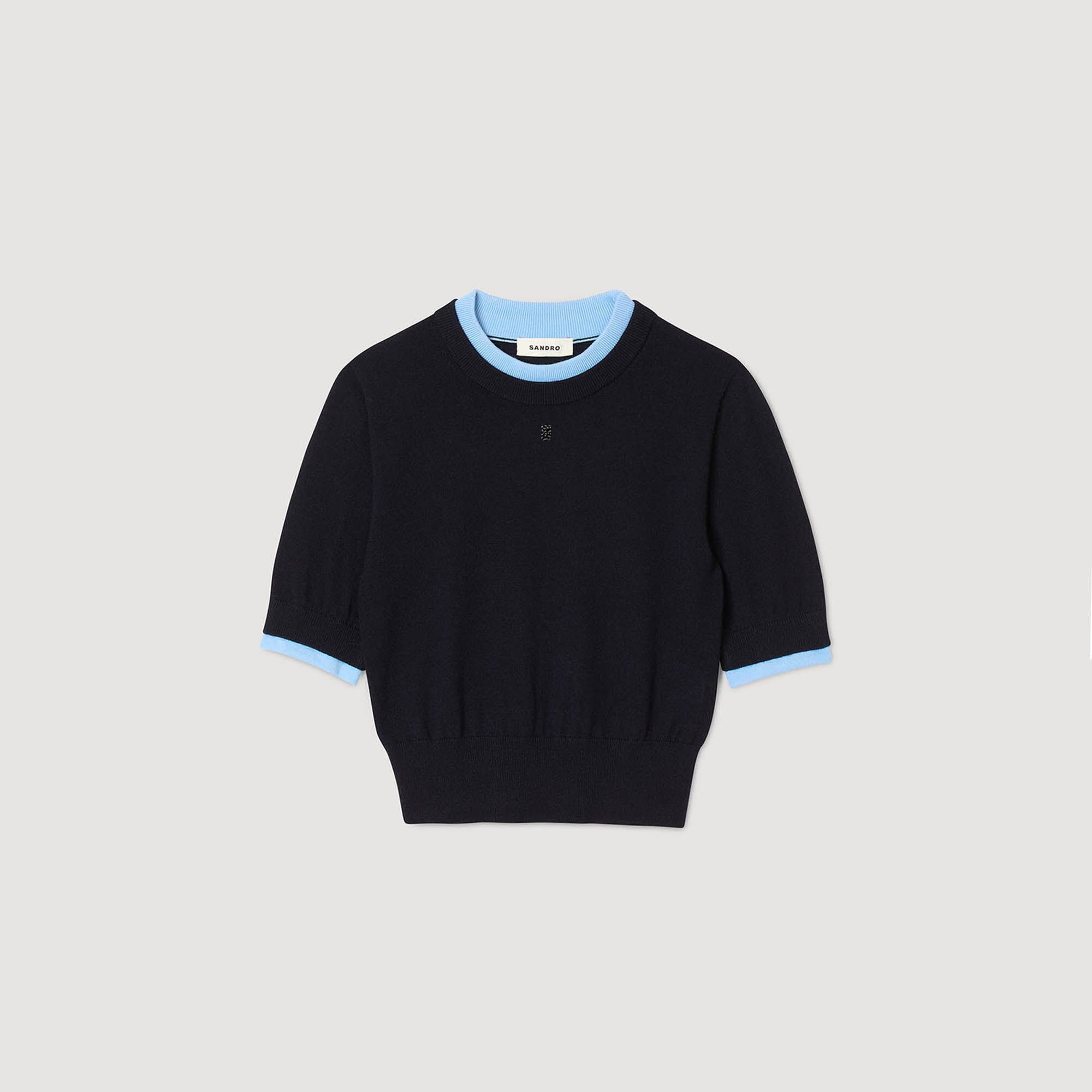 Zweifarbiger kurzer Pullover