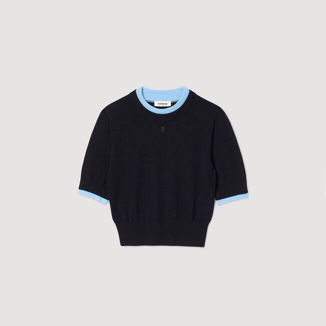Zweifarbiger kurzer Pullover