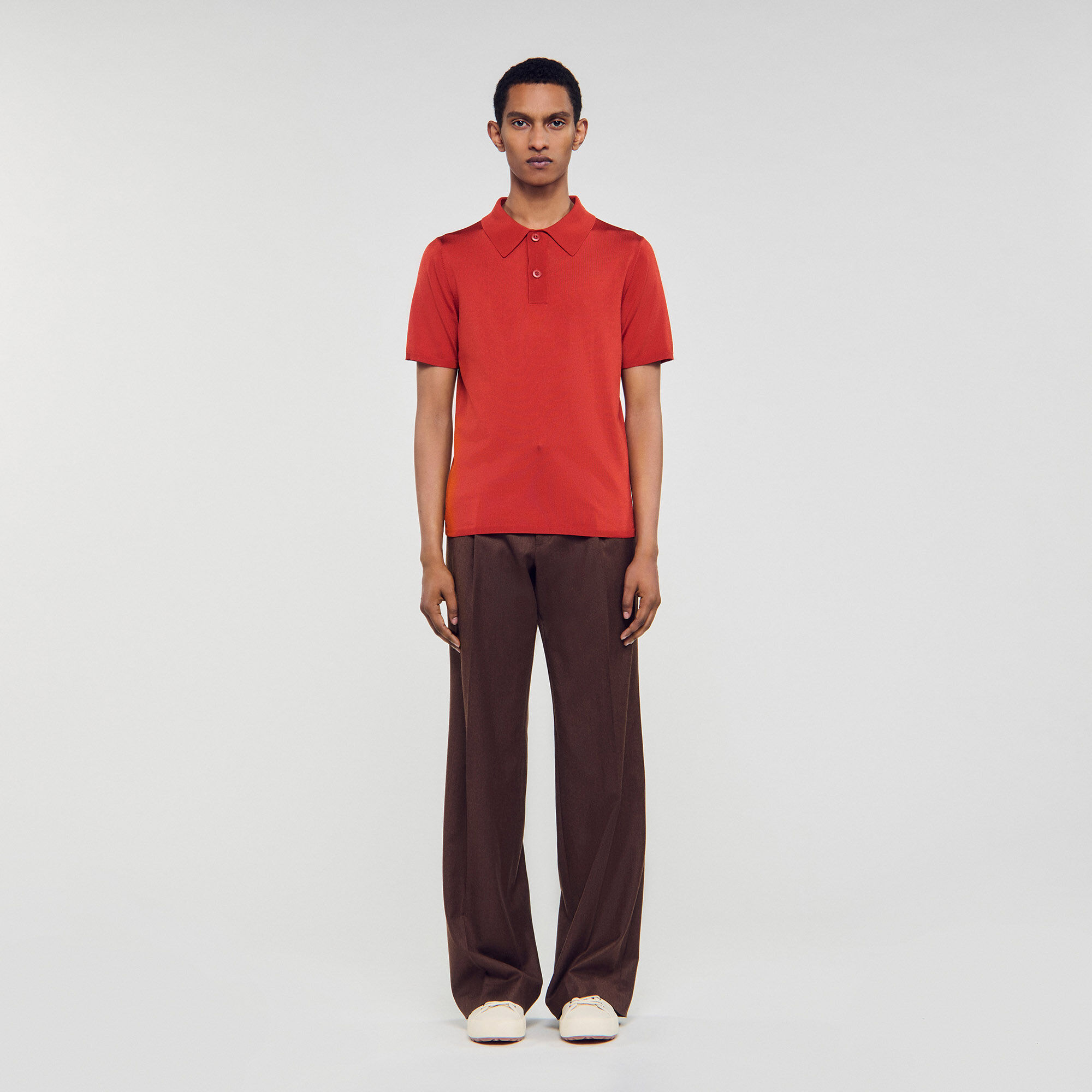 Strick-Poloshirt mit kurzen Ärmeln