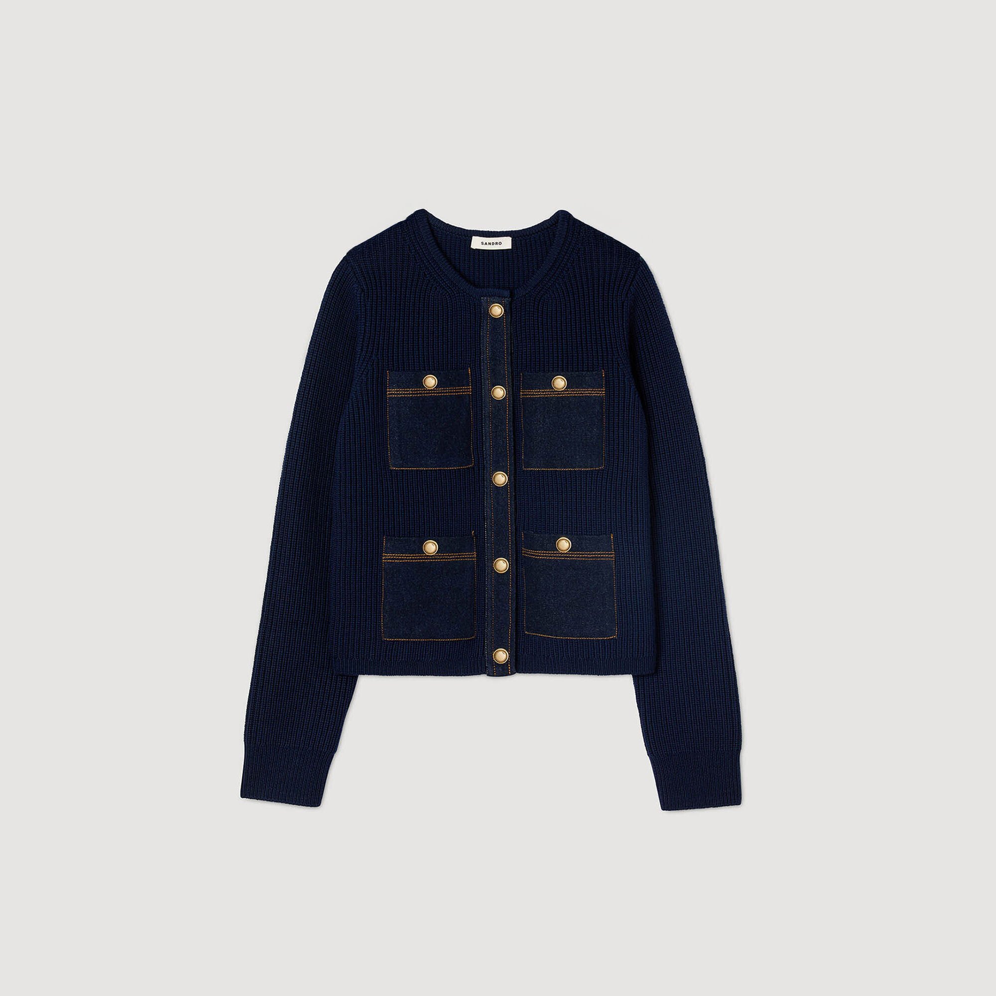 Cardigan mit Denim-Details