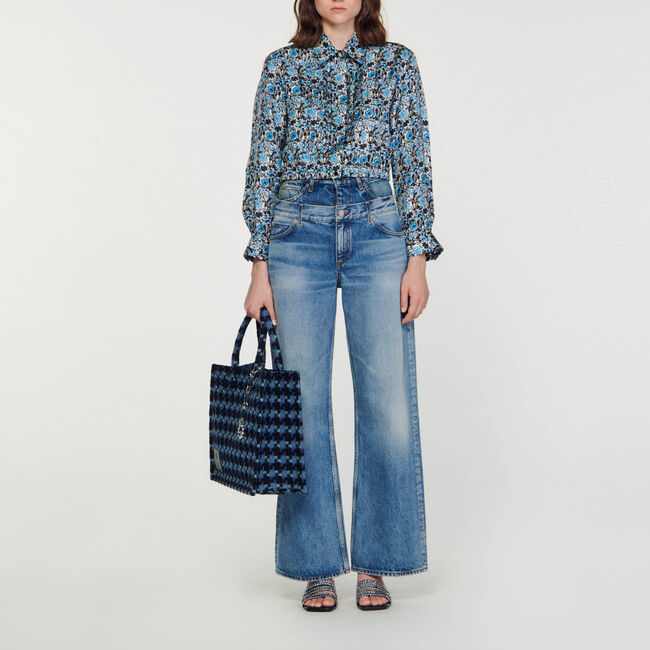 Kurze Hemdbluse aus Seide